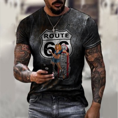 Round neck digital print T-shirt HF2212-01-04