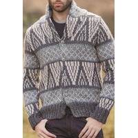 Autumn and Winter Long-sleeved Geometric Jacquard Knitted Cardigan