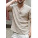 Breathable linen V-neck T-shirt